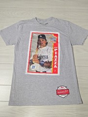 LA Dodgers Mike Piazza Shirt Mitchell & Ness Topps Baseball Card Design Medium