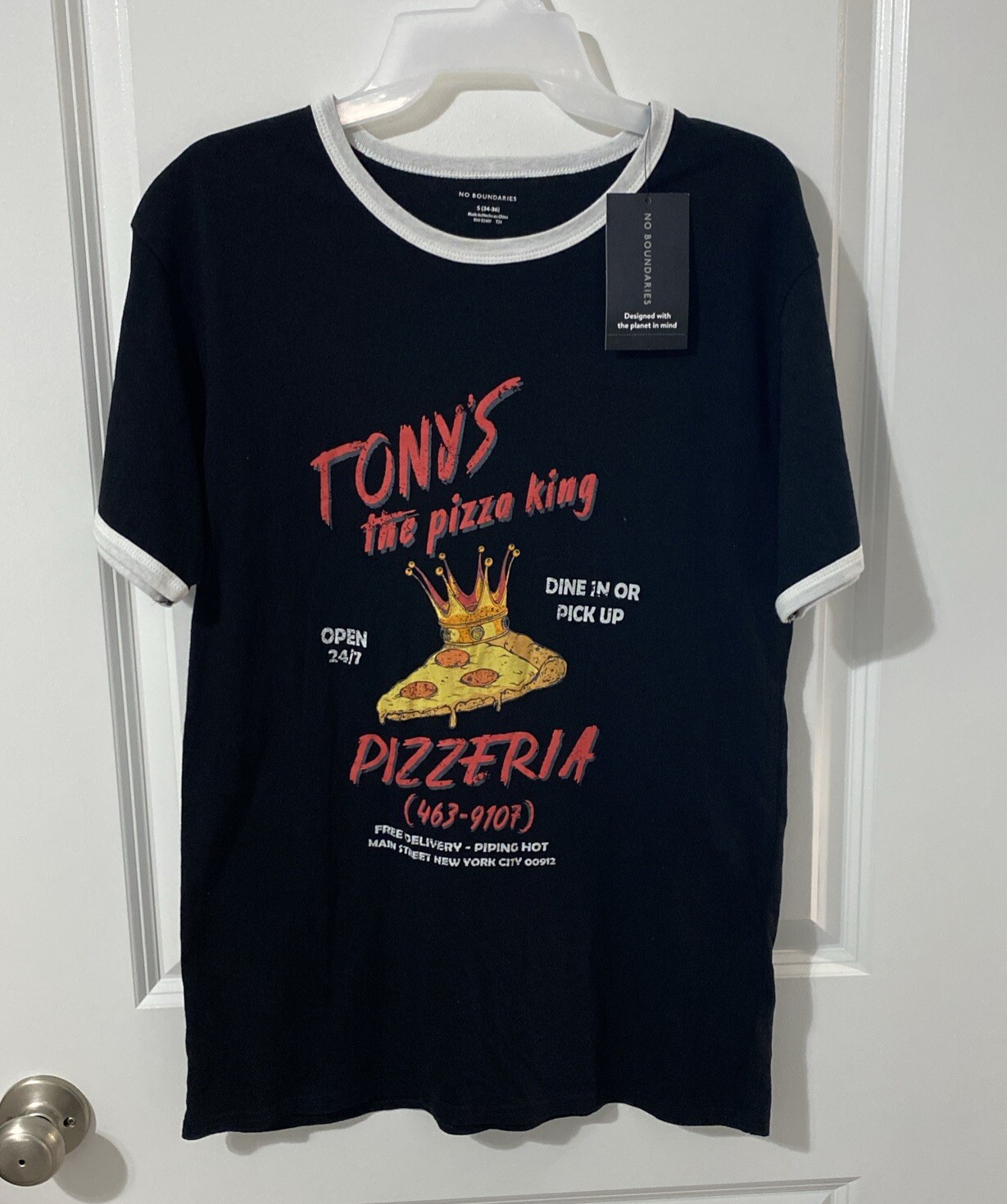 Tonys the Pizza King Pizzeria Dine in Pick up Men’s Black Shirt Small 34-36