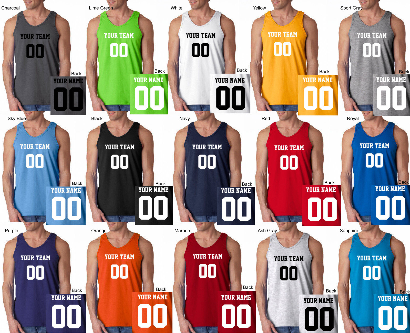 CUSTOM Tank Top JERSEY Personalized ANY COLOR Name Number Team Basketball S-3XL