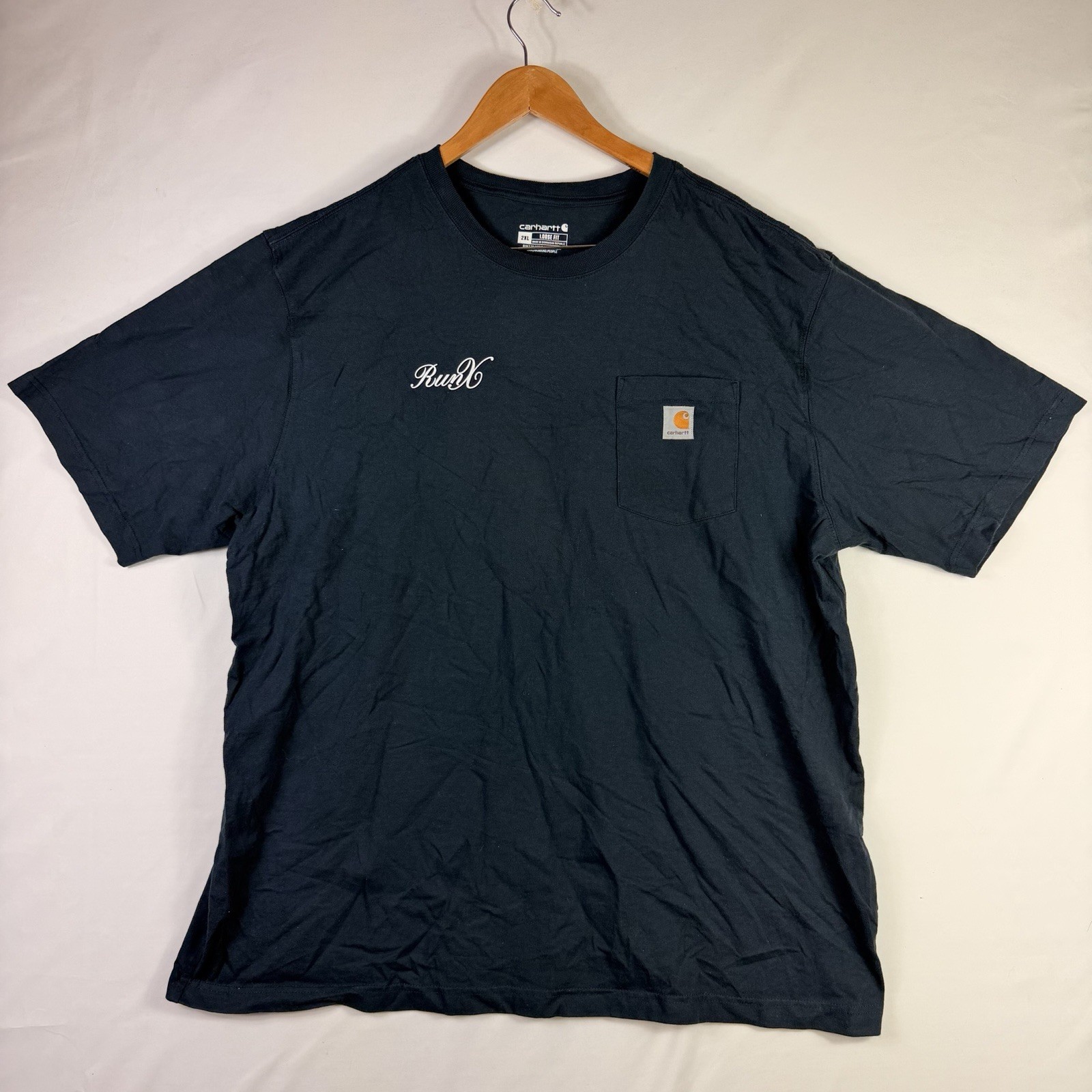 Carhartt T-Shirt Men's 2XL Loose Fit Blue Short Sleeve Pocket Tee 100% Cotton gallery