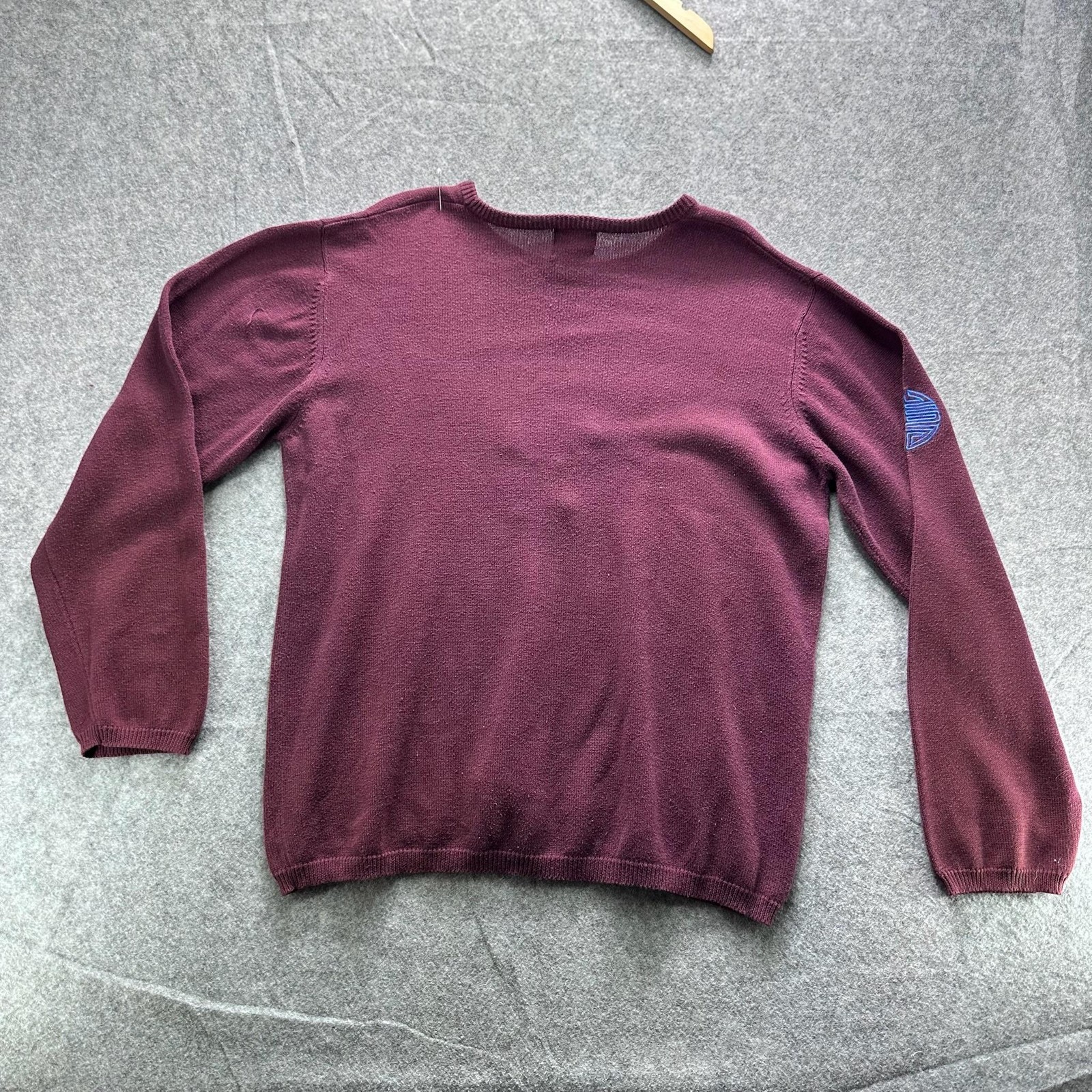 Blue Tibet Sweater Mens L Purple Embroidered Buddha Crewneck Knit Winter gallery