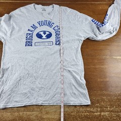 Brigham Young Cougars Unisex Tee Gray Long Sleeve Large Hanes BYU Provo UT