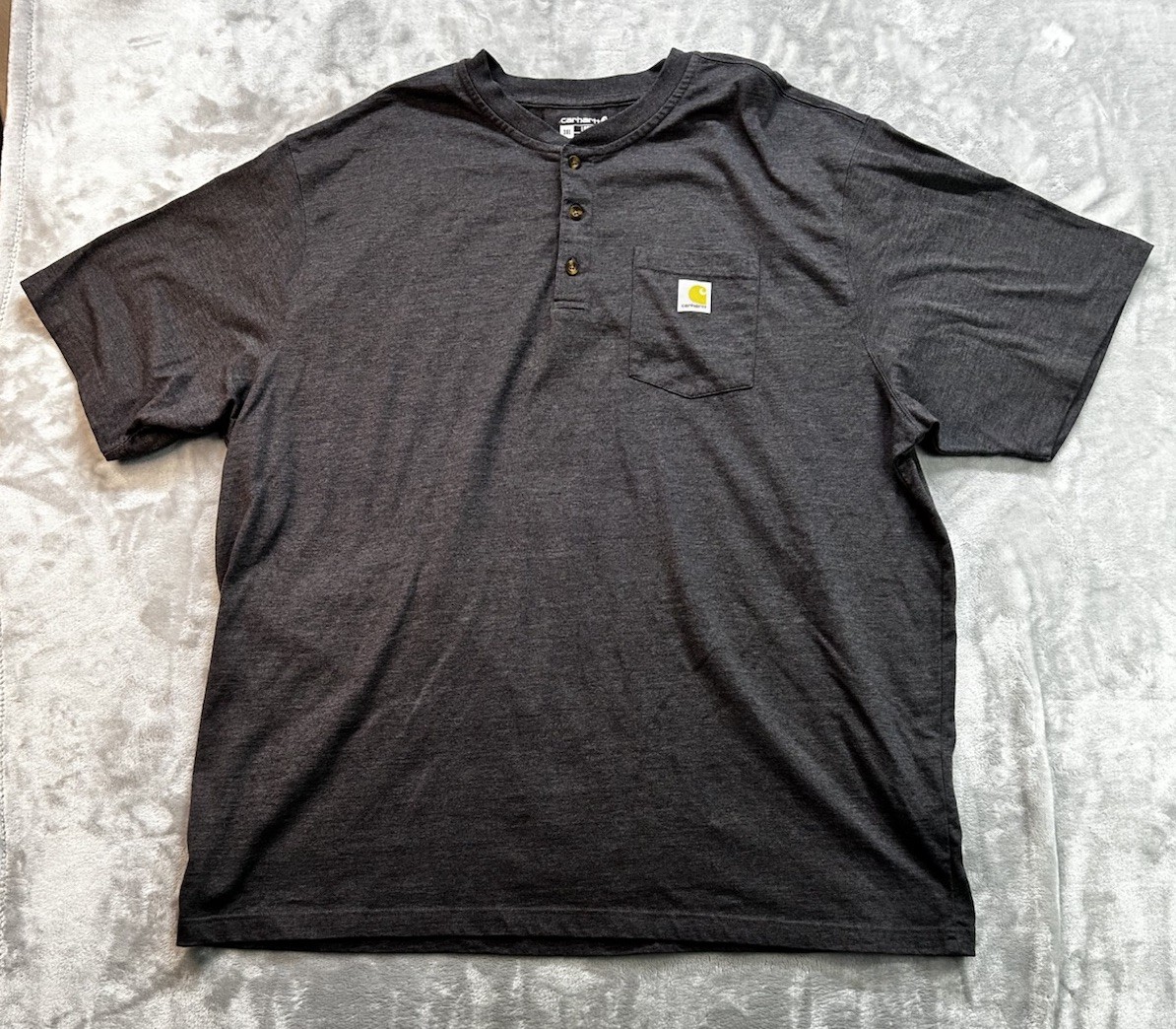Carhartt Mens 3XL Short Sleeve Henley Loose Fit Work Wear 1 Pocket Construction
