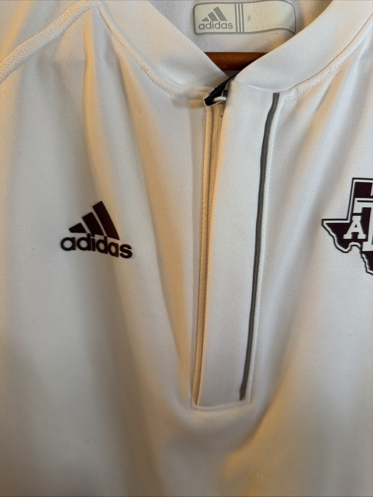 Adidas mens size M white semi sheer pullover Texas A&M short sleeve casual wear gallery