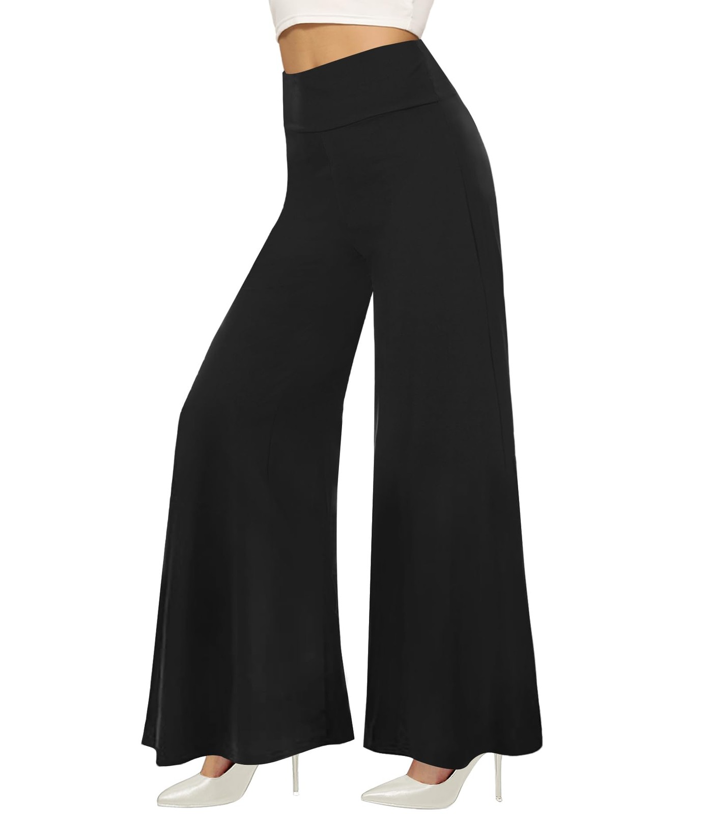 Wide Leg Palazzo Pants, Women, Casual Soft High Waist Lounge, Comfy Stretchy