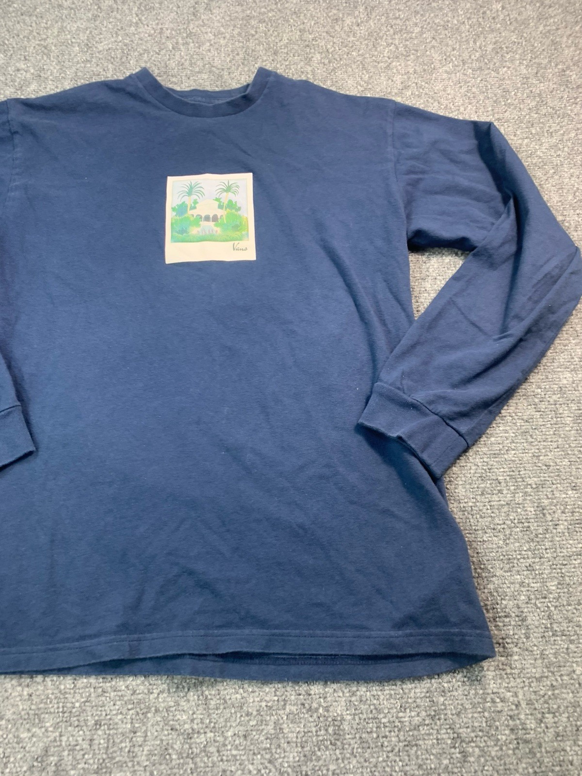 VANS Shirt Mens Medium Blue Long Sleeve Crew Neck Casual Graphic Print gallery