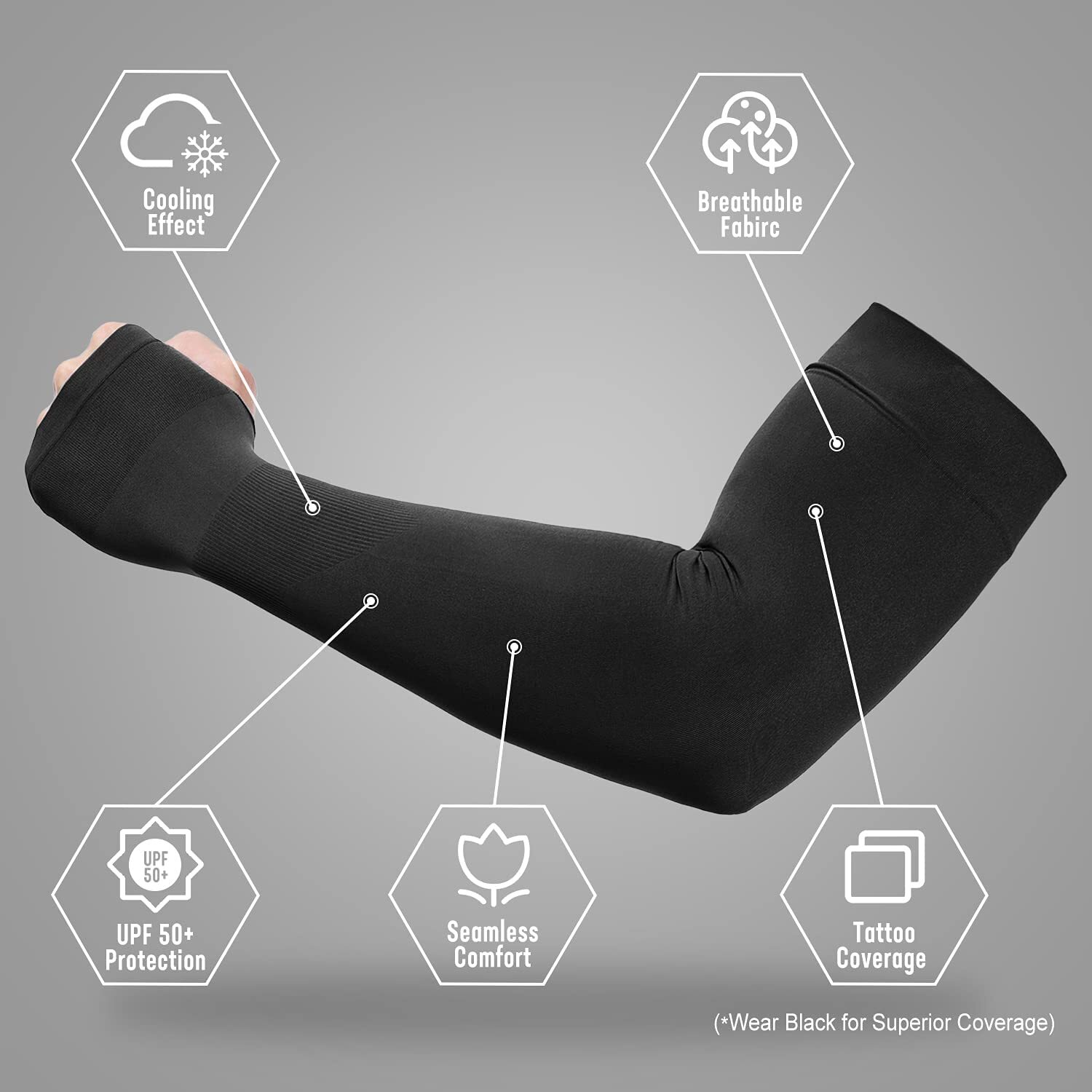 UV Sun Protection Cooling Arm Sleeves with Thumb Hole Tattoo Cover gallery