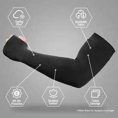 UV Sun Protection Cooling Arm Sleeves with Thumb Hole for Men Women Youth