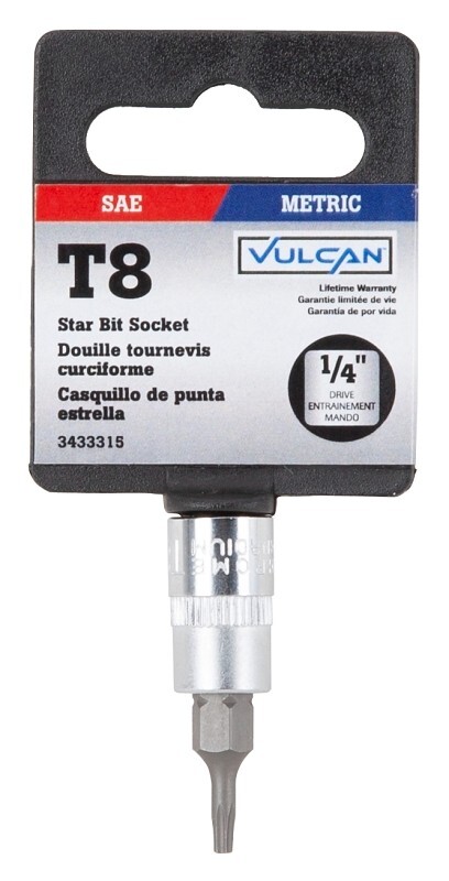 NEW VULCAN SIZE T8 TORX 1/4″ STAR BIT DRIVE SCREWDRIVER SOCKET 3433315