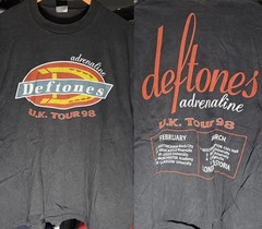 Deftones UK Tour 98 Rock band Andrenaline Tour 2 sided Black T shirt NH27746