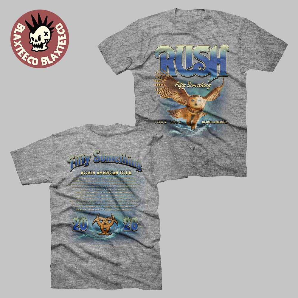 Rush Fifty Something Tour 2026 Merch Grey Owl Fifty Tour Two Sided T-Shirt gallery