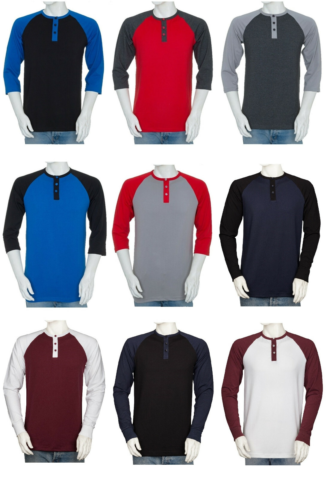 Styllion Big and Tall - Mens Raglan Henley Baseball Shirts - Heavy Weight - RHQS gallery