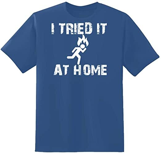 Unisex Dusk Blue Half Sleeves Cotton “I Tried It At Home” Graphic T Shirt