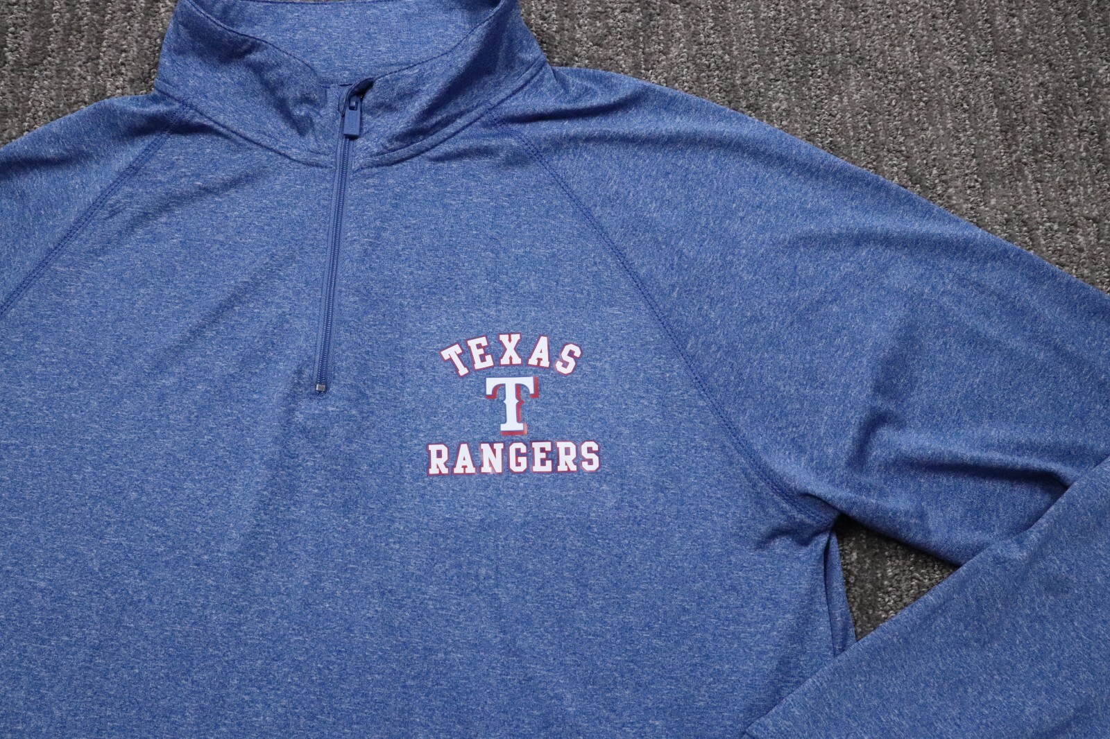 Stitches Texas Rangers MLB Baseball 1/4 Zip Lightweight T-Shirt Sports Men's M gallery