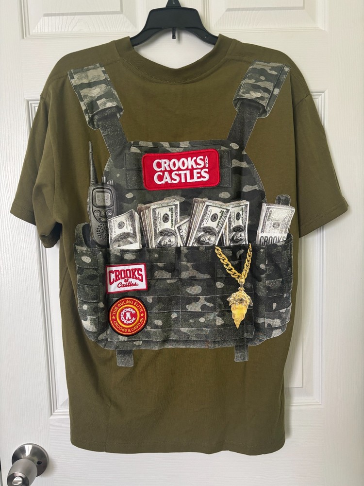 Crooks And Castles Money Bag Drop Shoulder Tee Size M