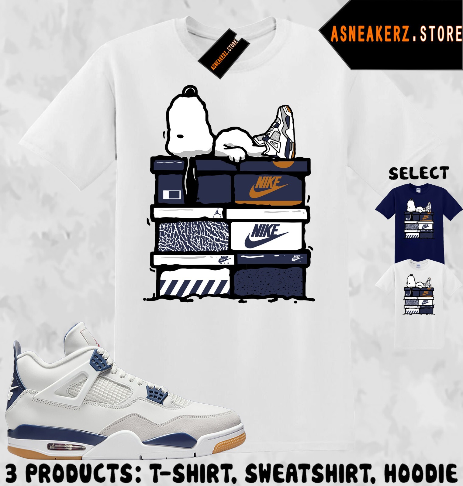 Shirt To Match AJ 4 SB Navy Sneaker Matching Tee Sneakerhead S Dog T-Shirt gallery