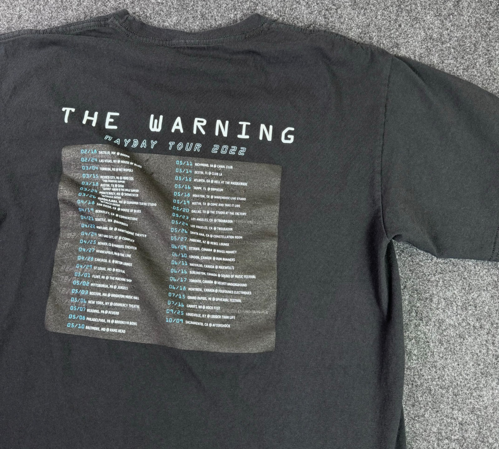 Official The Warning Mayday Tour 2022 Band Dates Mens L Black Concert T Shirt gallery