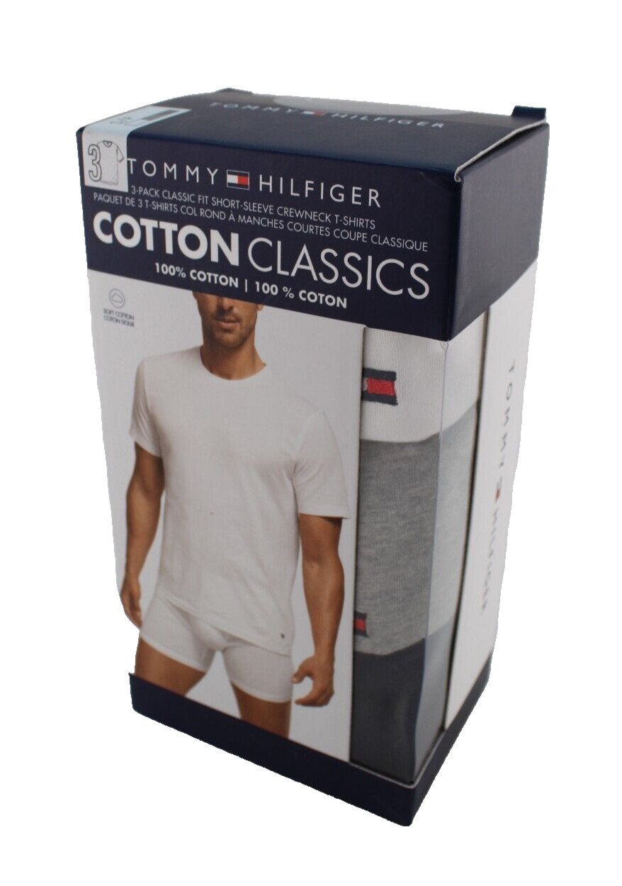 TOMMY HILFIGER Size S 34-36 Multi-Color 3-Pk Classic Crew Neck T-shirts MSRP $42 gallery