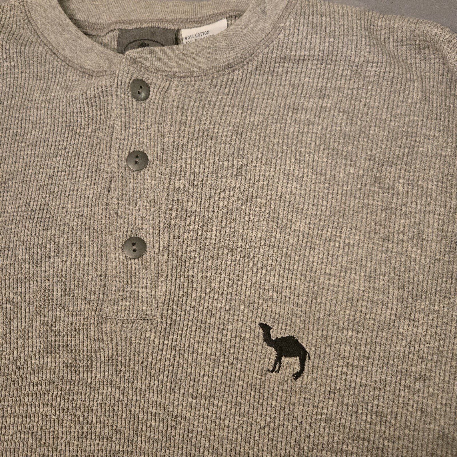 Vtg 1996 Camel Cigarettes Gray Waffle Thermal Henley L/S Shirt Men's L gallery