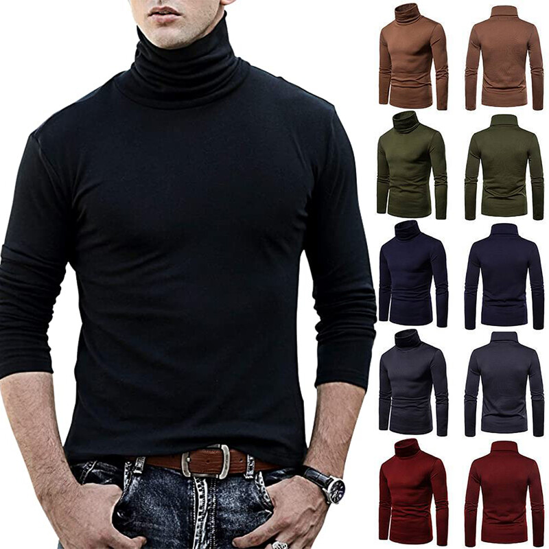 Men's Thermal Long Sleeve Compression Shirts Turtleneck Winter Base Layer Top US gallery