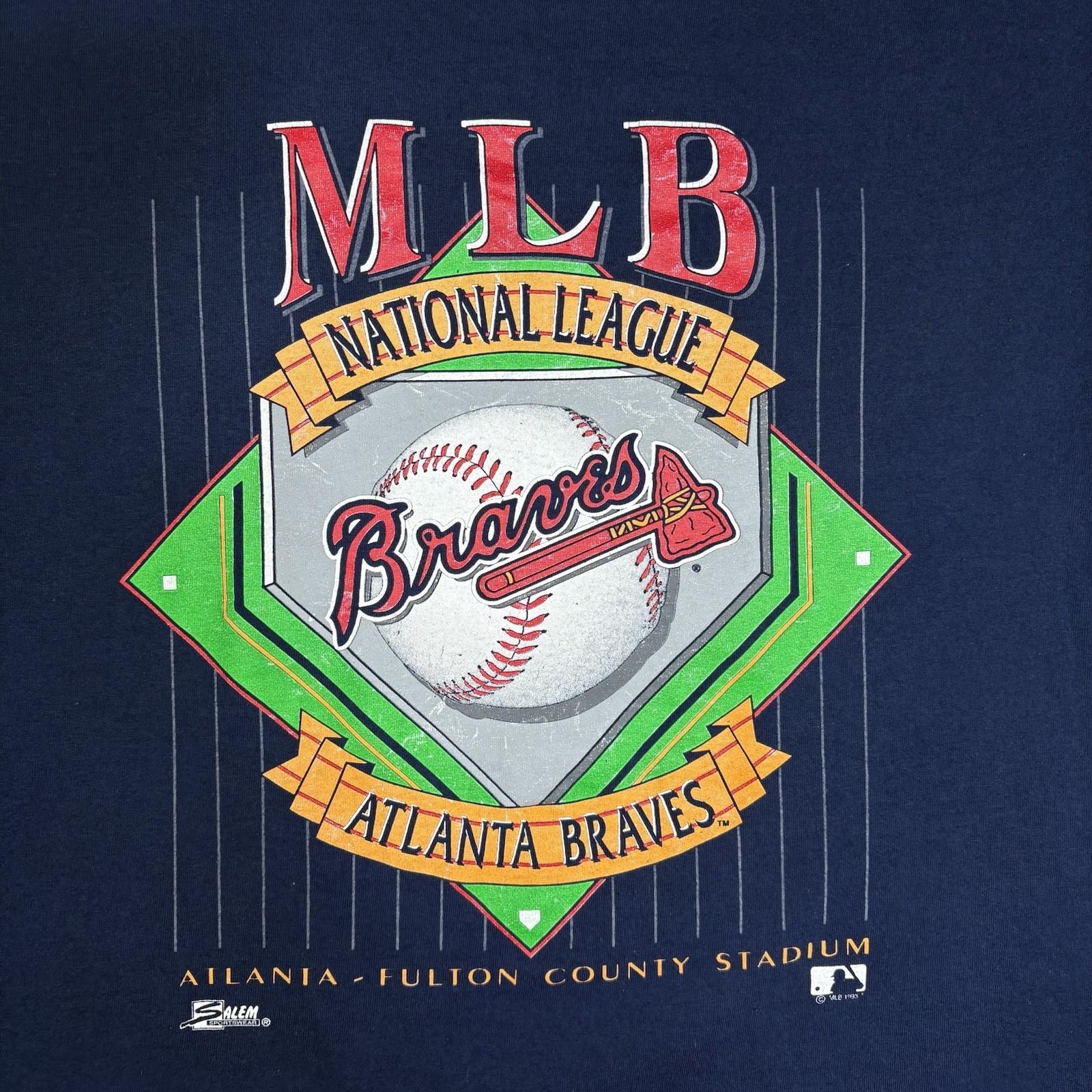 Vintage 1993 Atlanta Braves Salem Sportswear Shirt XL Single Stitch Made in USA gallery