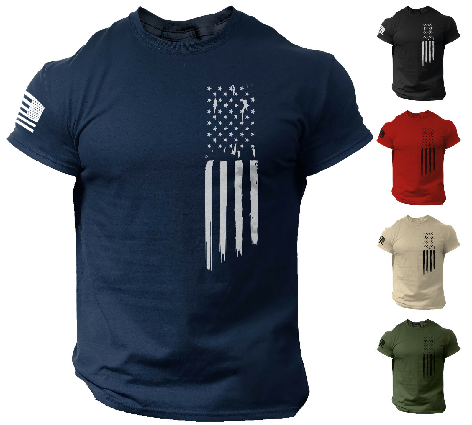 American Flag USA Patriotic T Shirt for Man Military Veteran Style Shirt gallery