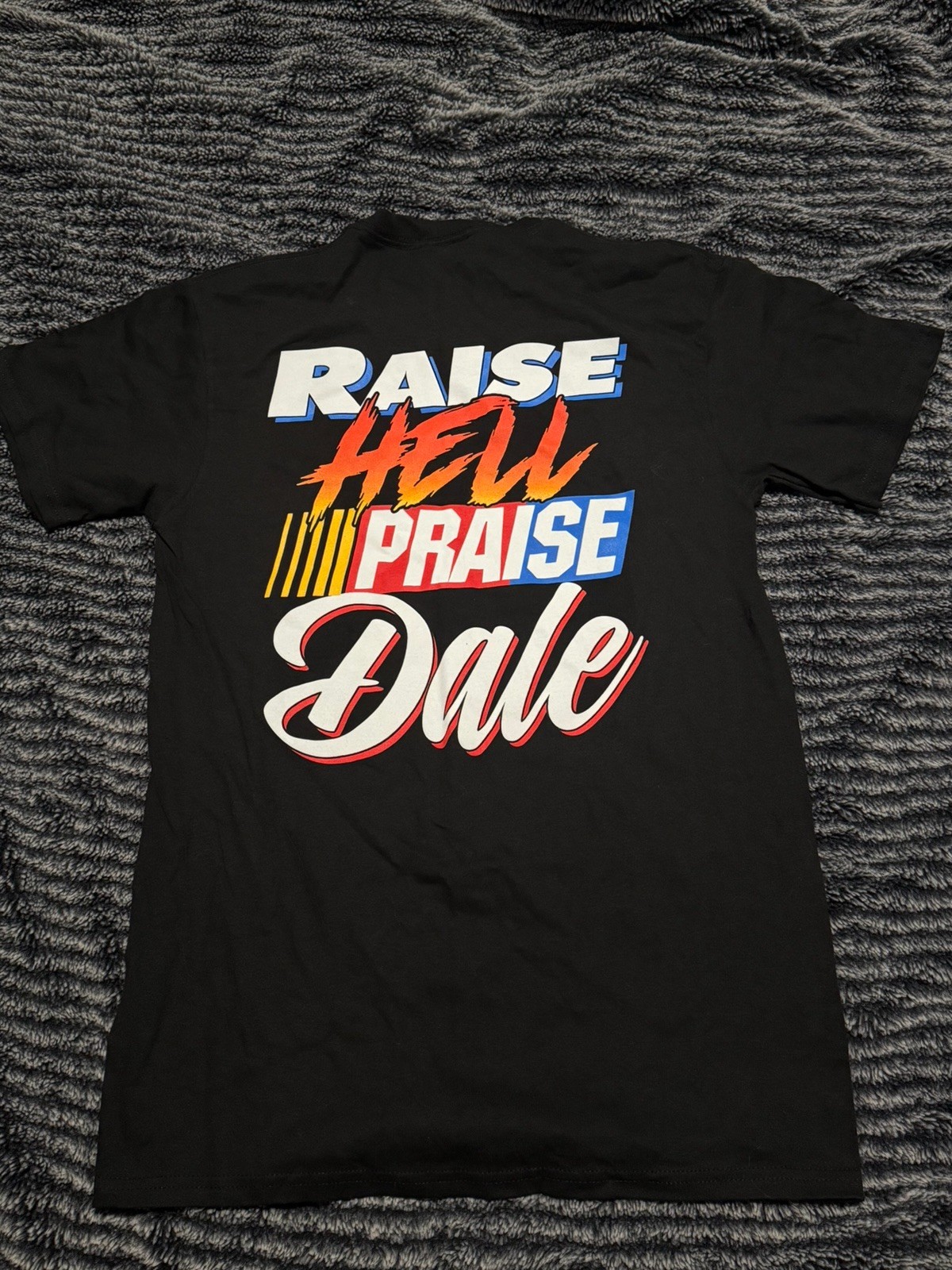 Delta Pro Weight Raise Hell Praise Dale NASCAR Dale Black T-Shirt, Size S gallery