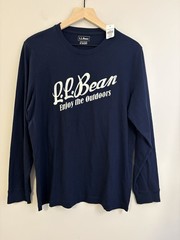 Men’s LL.Bean Long-Sleeve Graphic Tee in deep navy blue size Medium Short NWT