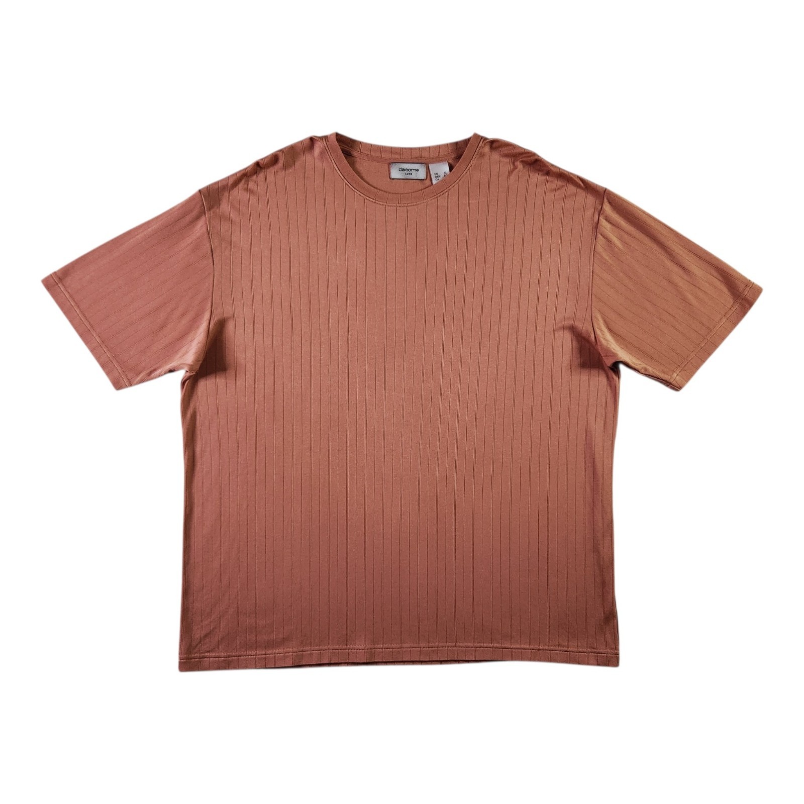 Vintage Y2K Claiborne LUXE Silk Blend Rib Knit T-shirt XL Orange Luxury Crew Tee
