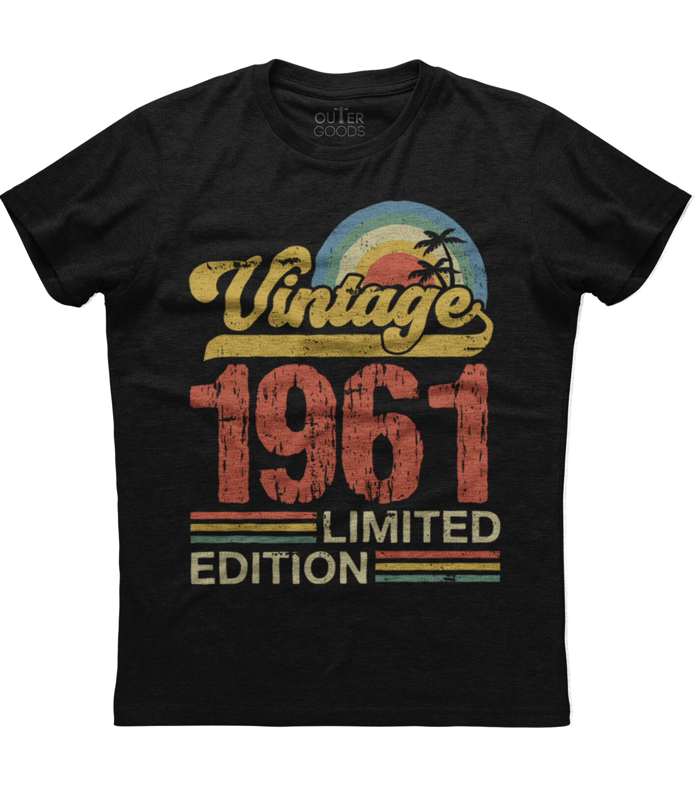 Birthday Gift Classic Old Vintage 1961 Limited Edition Rainbow Palm Tree T-shirt gallery