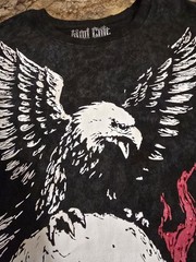 Mid Cult “Eagle” size XL Embellished, Distressed, Heavyweight T-shirt Black.