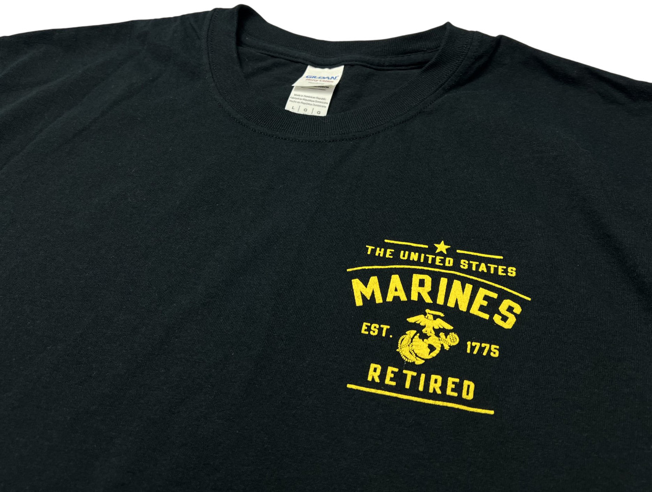 Gildan Shirt Mens Large Black US Marines Retired Logo Graphic Tee Military USA gallery