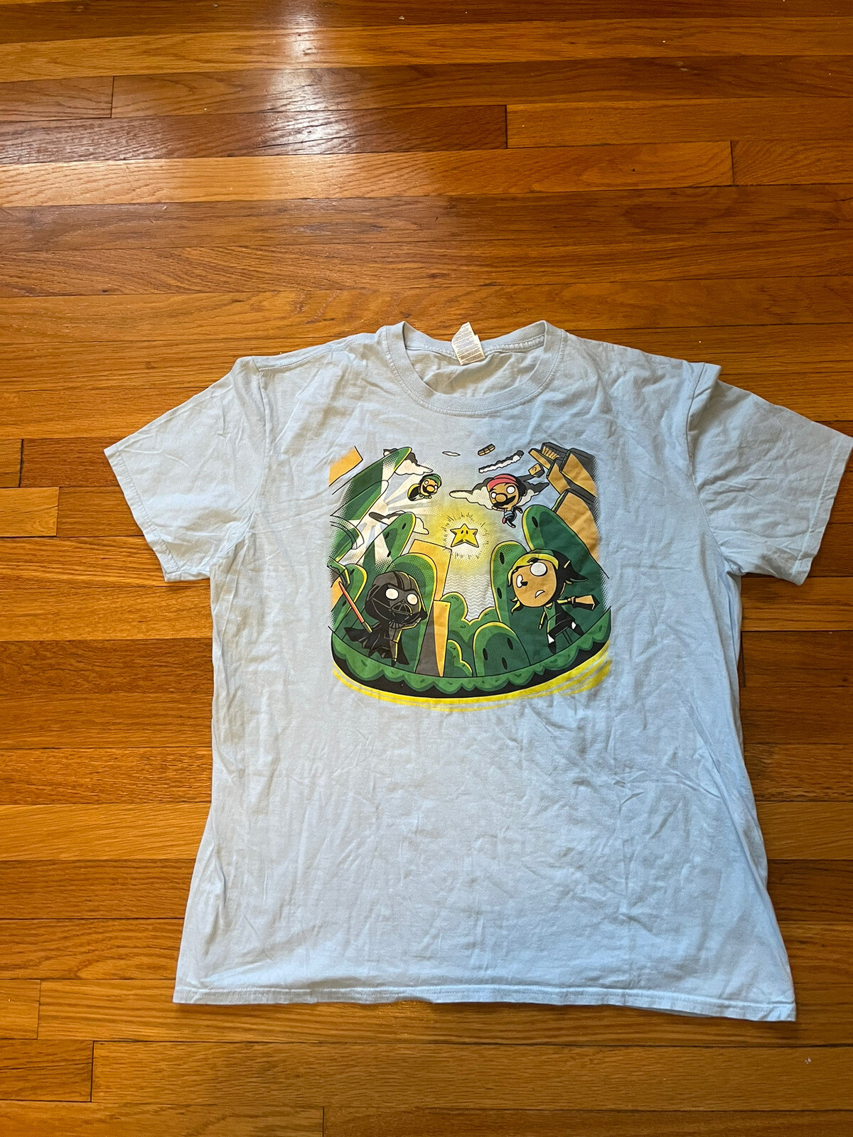 Gildan Men's M Sky blue Gamer Tshirt Mario, Vader Zelda Size XL gallery
