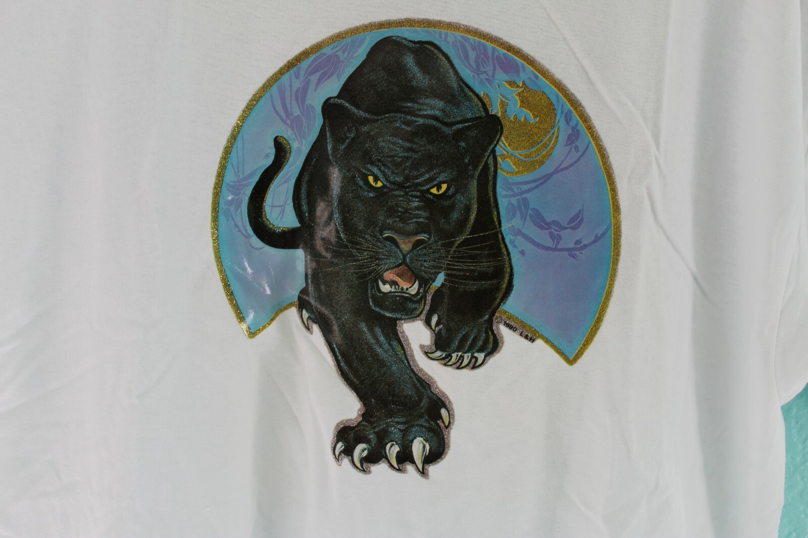 True Vintage 1980 L&H Panther Sparkle silk screen on a new mens XL Shirt unique gallery