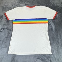 M&Ms Sz L Mars Candy Ringer T-shirt Pride Month Rainbow Retro Style Colorful