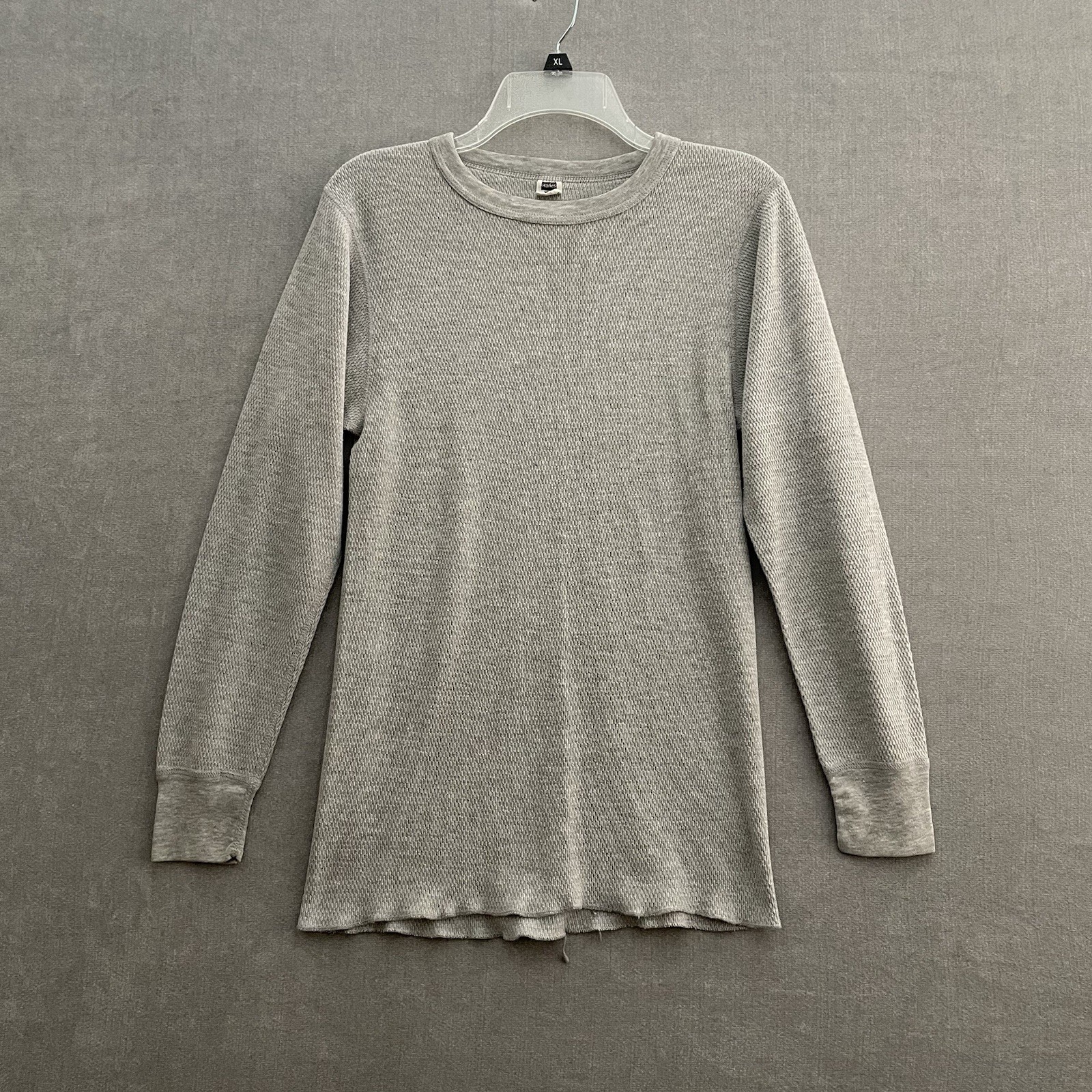 Vintage Hanes Thermal Waffle Knit Gray Crewneck Shirt Men's XL Made In USA 70's gallery