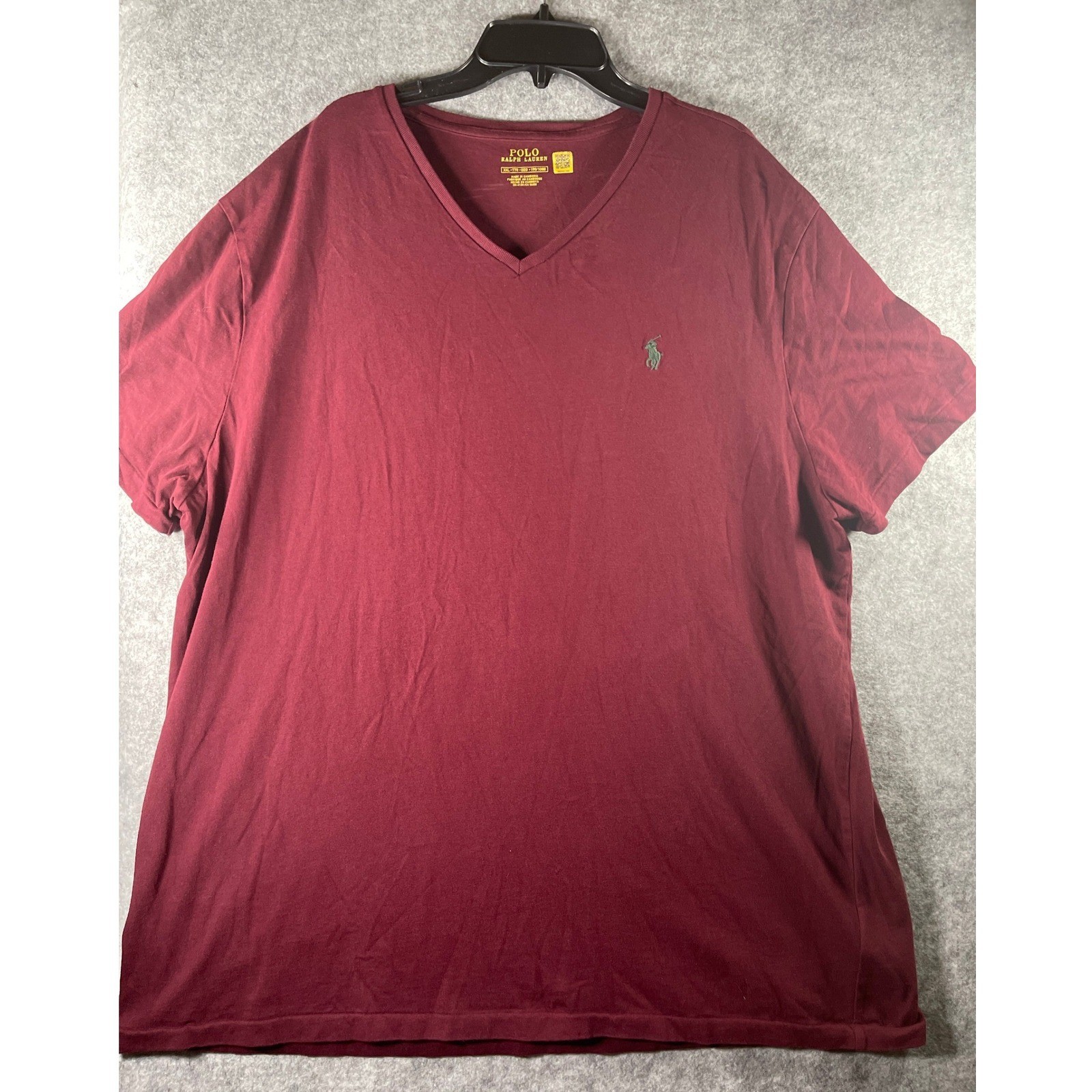 Polo Ralph Lauren Mens XXL Burgundy V-Neck Short Sleeve T-Shirt Maroon Pony Logo gallery