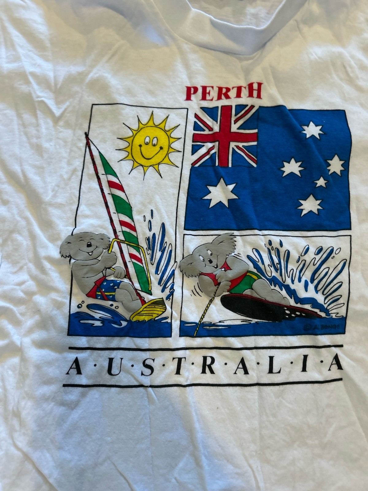 Vintage Australia T-shirt Size Large Perth Koala Surfing Beach 90s 80s gallery
