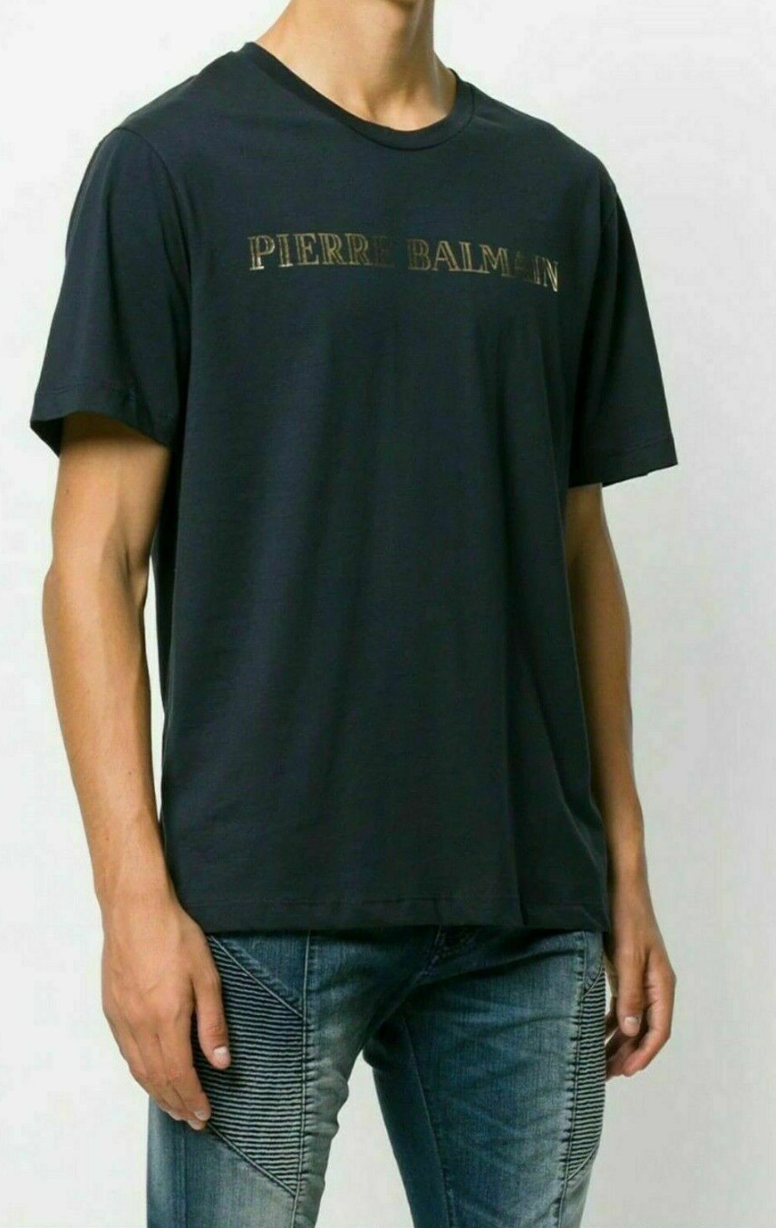 Pierre Balmain Mens Iconic Top Logoshirt Gold Logo Shirt Kurzarm T-Shirt 52 XL gallery