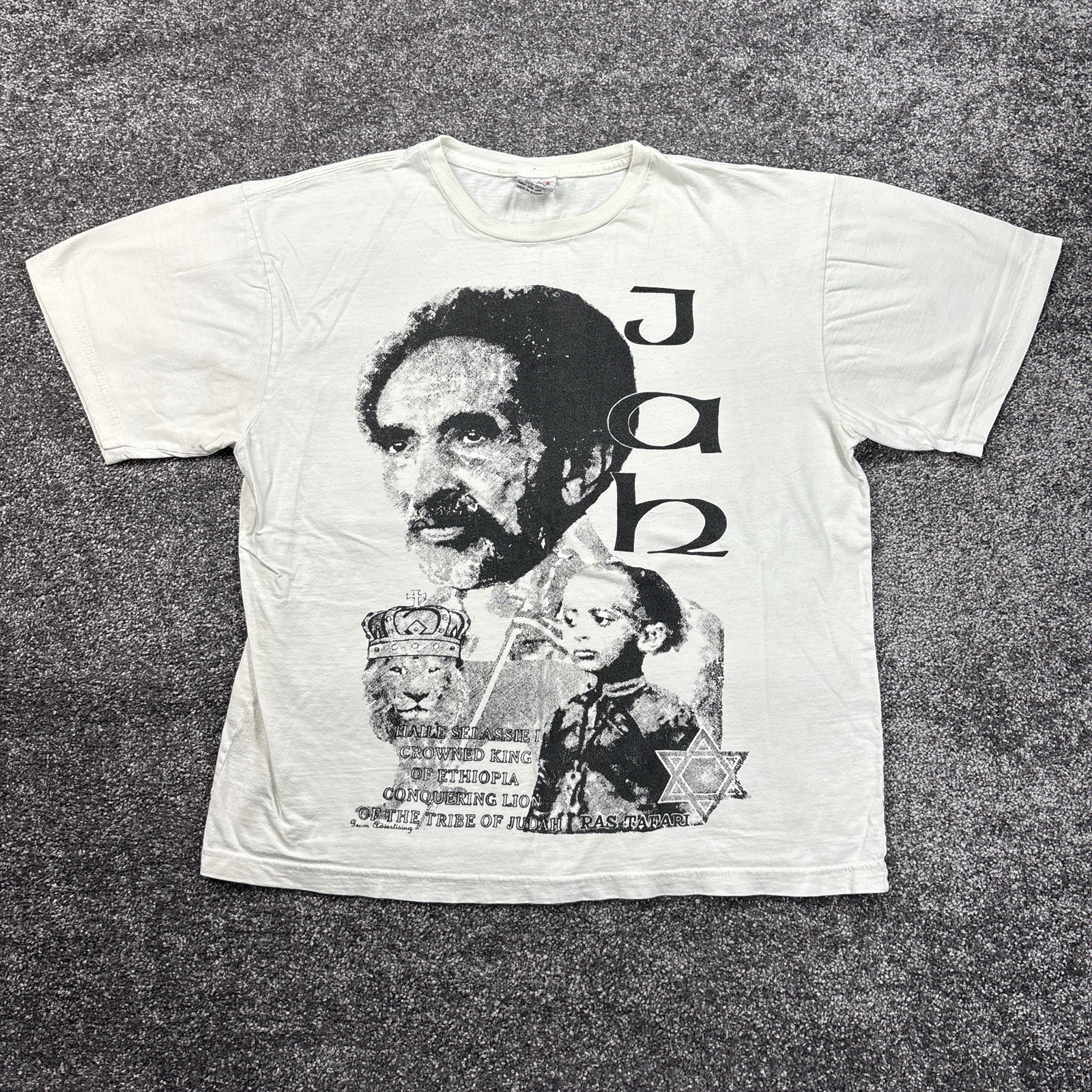 Vintage Emperor Haile Selassie Ethiopian Jah Rastafari T-Shirt Men’s XL Lion gallery