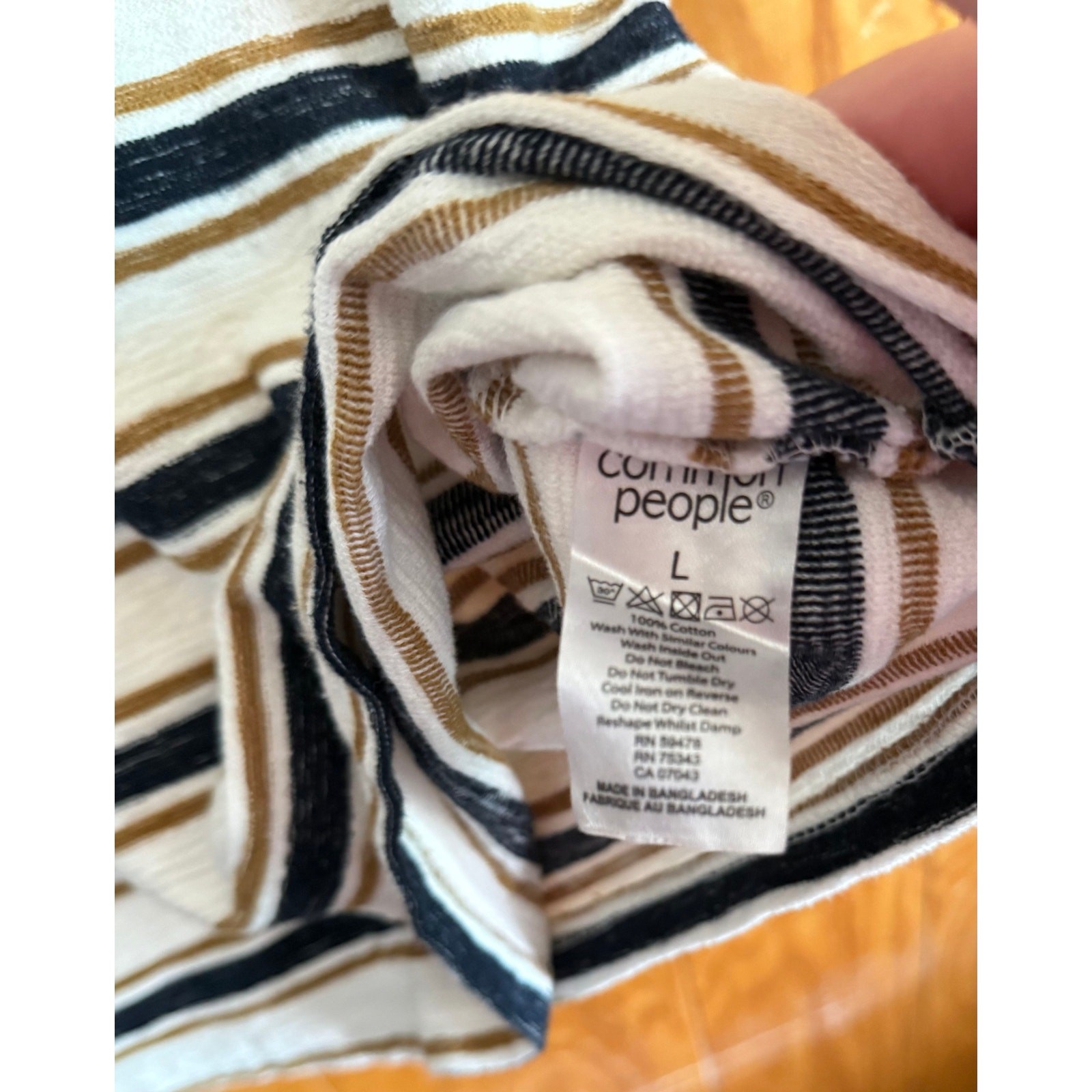 Common People Striped Textured Knit T-Shirt Men's L gallery