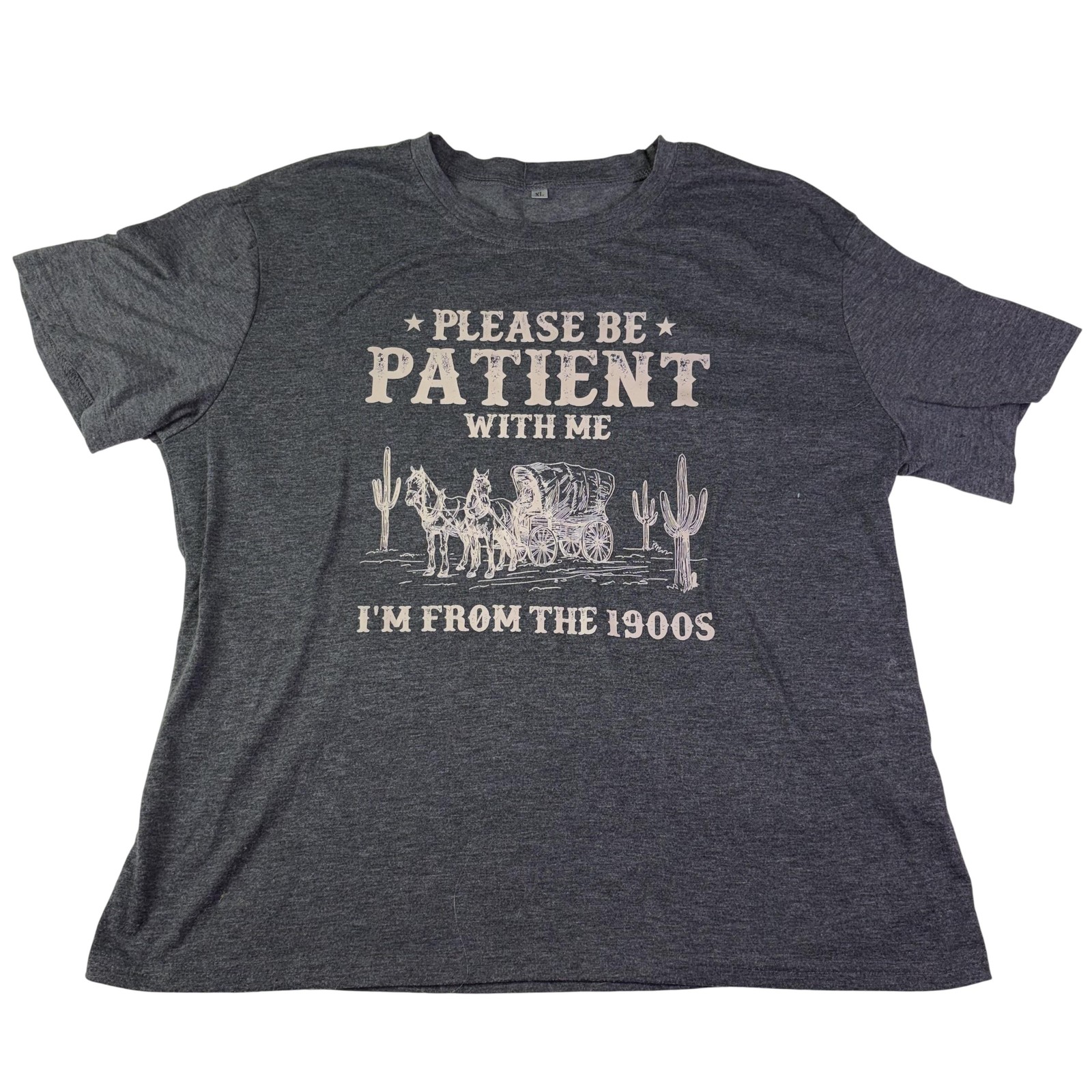 Please Be Patient With Me Shirt Mens XL Gray 1900s Western Funny Graphic Tee