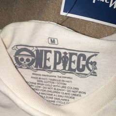 NEW One Piece Monkey D. Luffy Graphic Logo Men’s White T-Shirt Size M Cotton