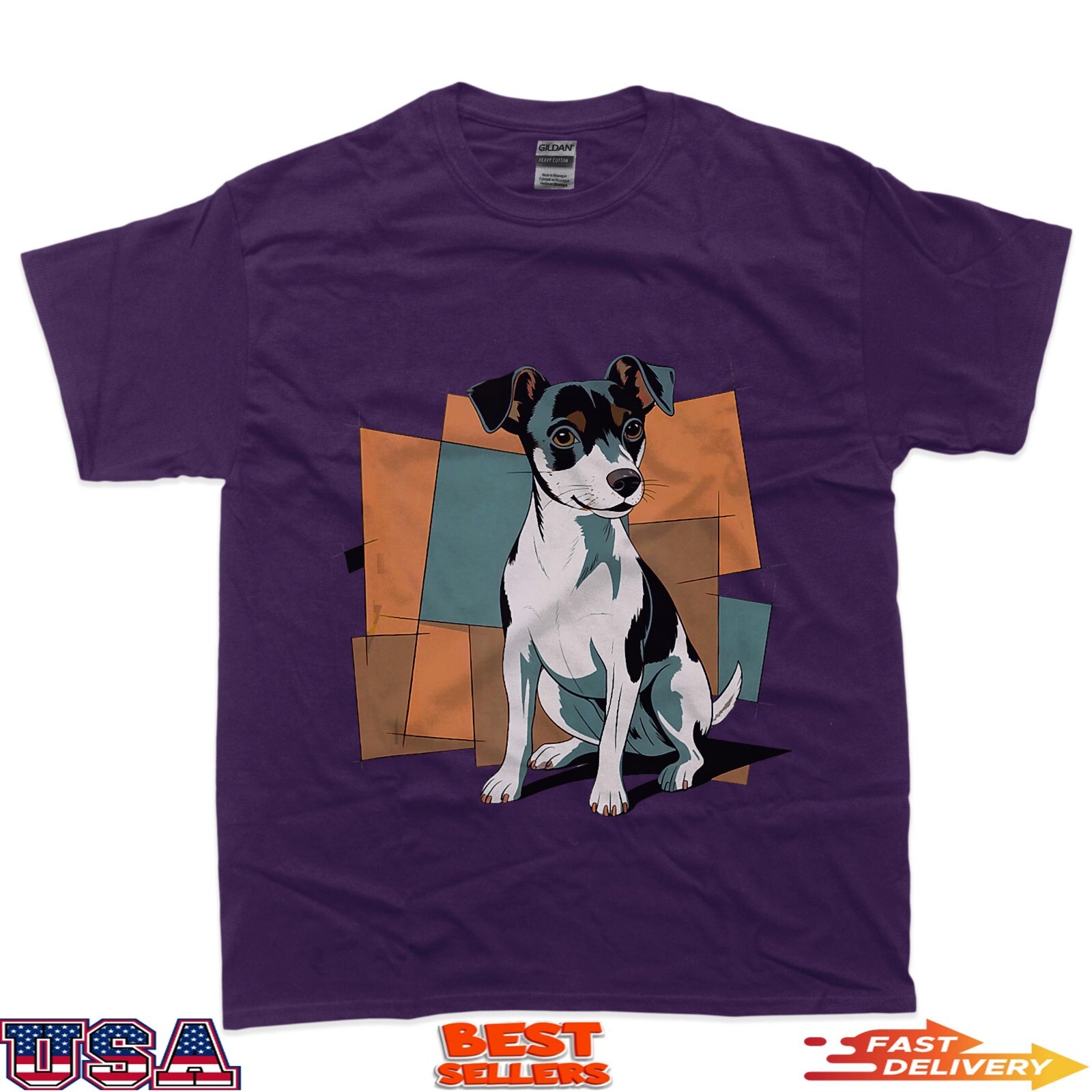 Funny Rat Terrier Puppy Dog Abstract Art Cartoon T-Shirt gallery