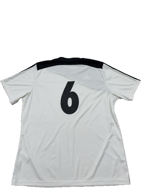 Adidas Soccer Jersey Mens White Black Striped Short Sleeve XL Polyester gallery