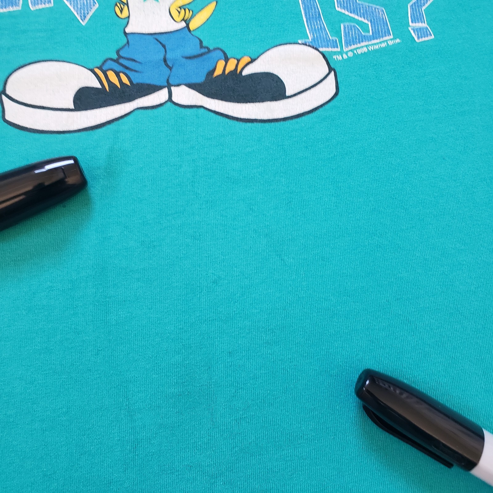 Vintage 90s Tweety And Your Point Is? Sz Large USA Made Aqua T-Shirt 1998 Warner gallery