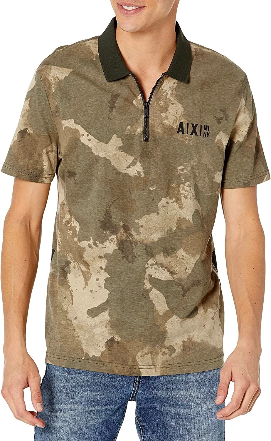 Armani Exchange Cotton Quarter-Zip A|X Logo Short-Sleeve Men Polo Tee Shirt New gallery