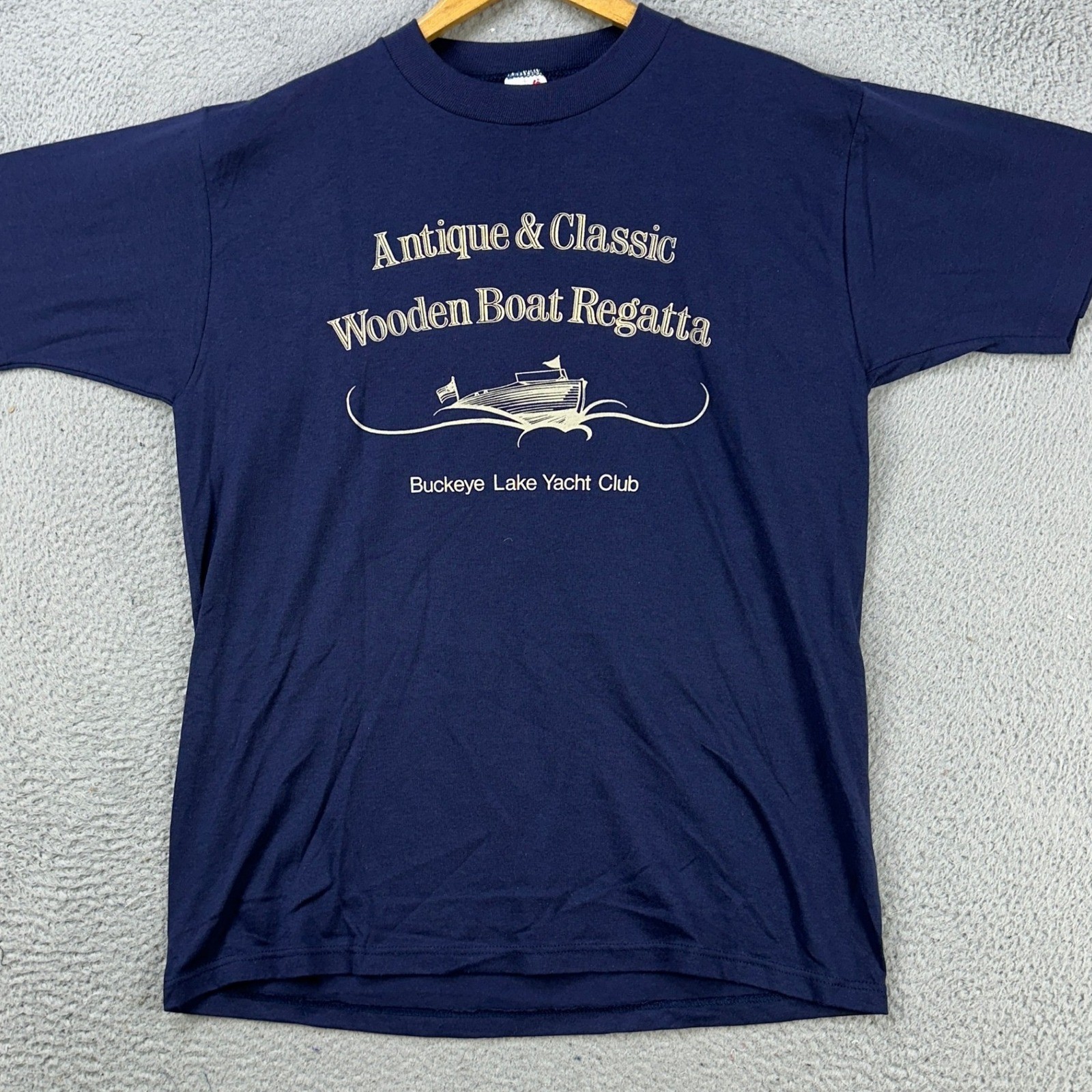 VINTAGE Jerzees T-Shirt Tee Mens Large Blue Single Stitch Crewneck Made In USA gallery