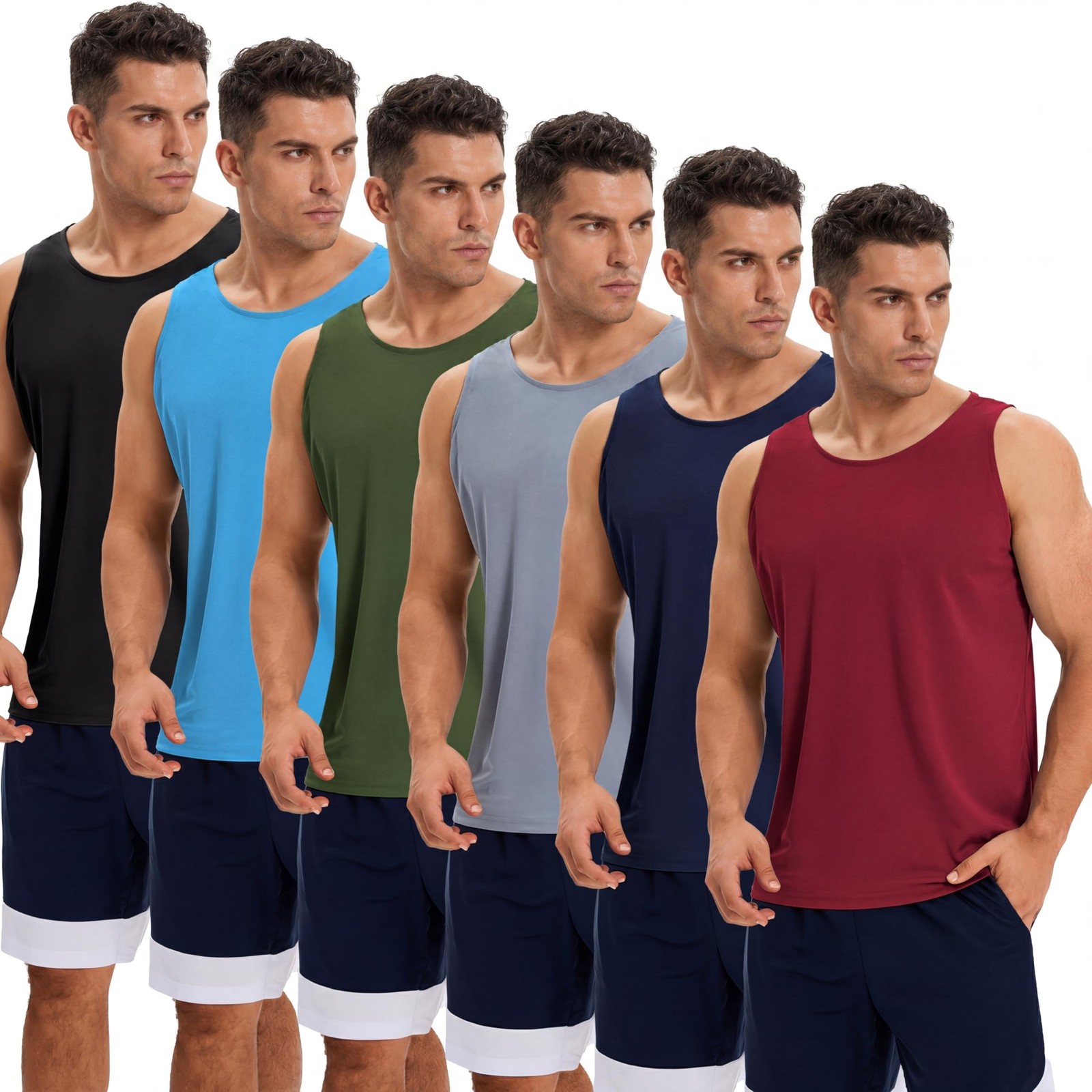 6 Pack Men's Quick Dry Workout Tank Tops Breathable Gym Sleeveless Muscle Shi... gallery