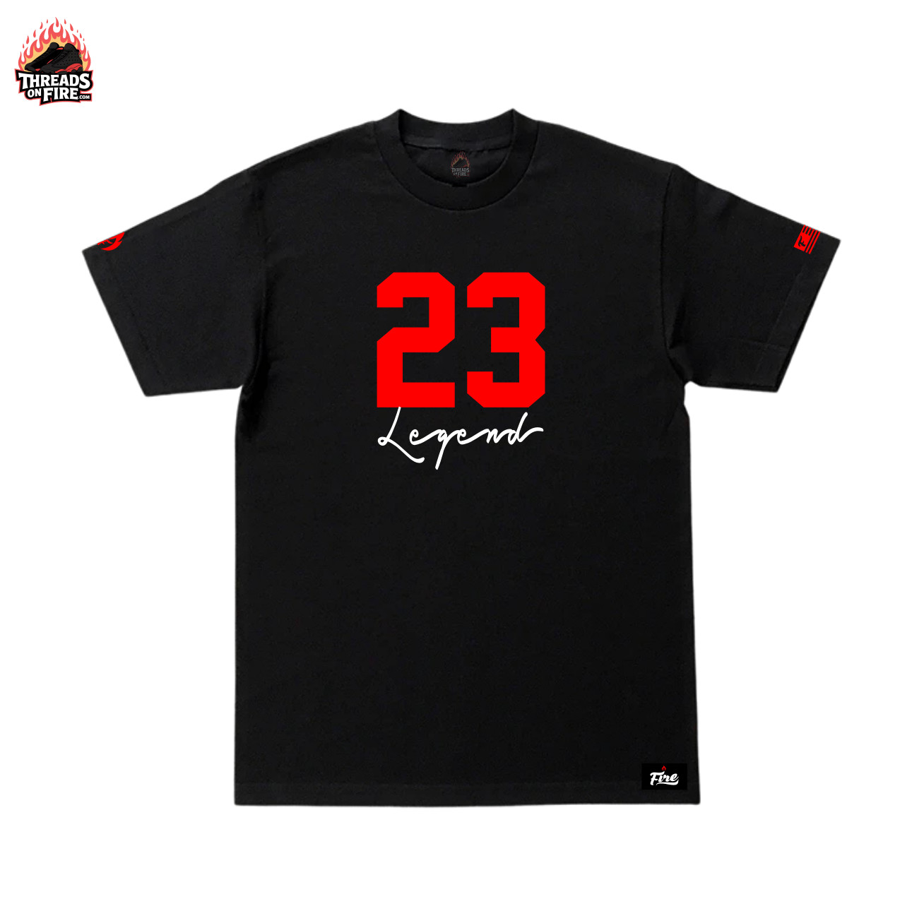 Black T-Shirt Men’s 23 Legend Black Red Tee To Match Air Jordan 13 True Red